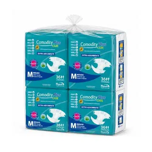 Pañales para Adultos Comodity Plus M x144 unidades, extra absorbentes.